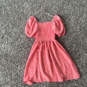 Pink Smocked Puff Sleeve Sundress